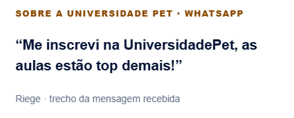 Depoimento de aluno da Universidade Pet